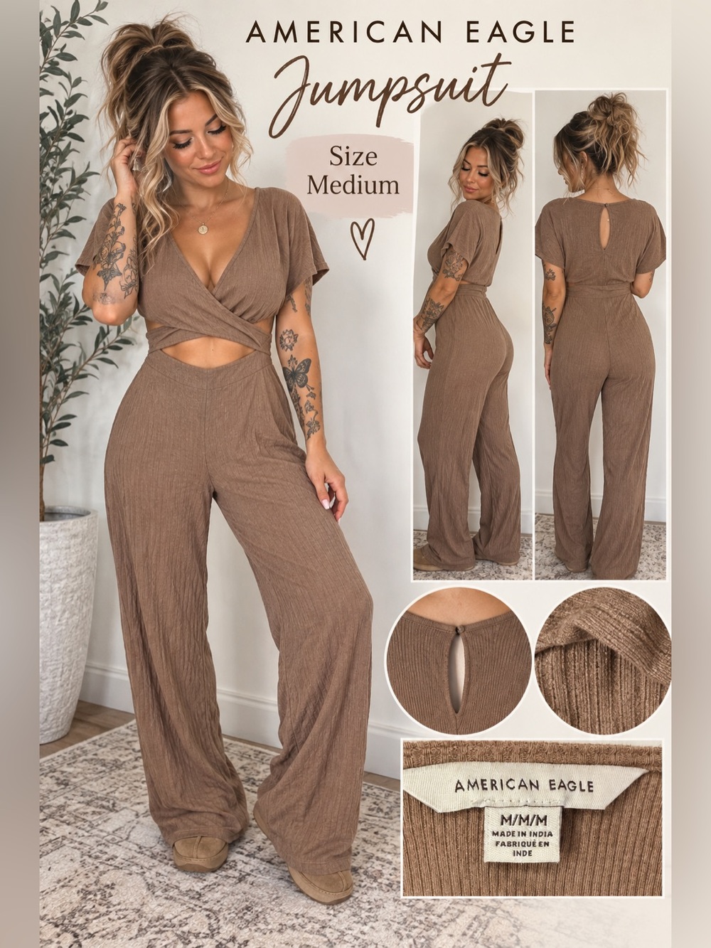 American Eagle ribbed body suit brown
